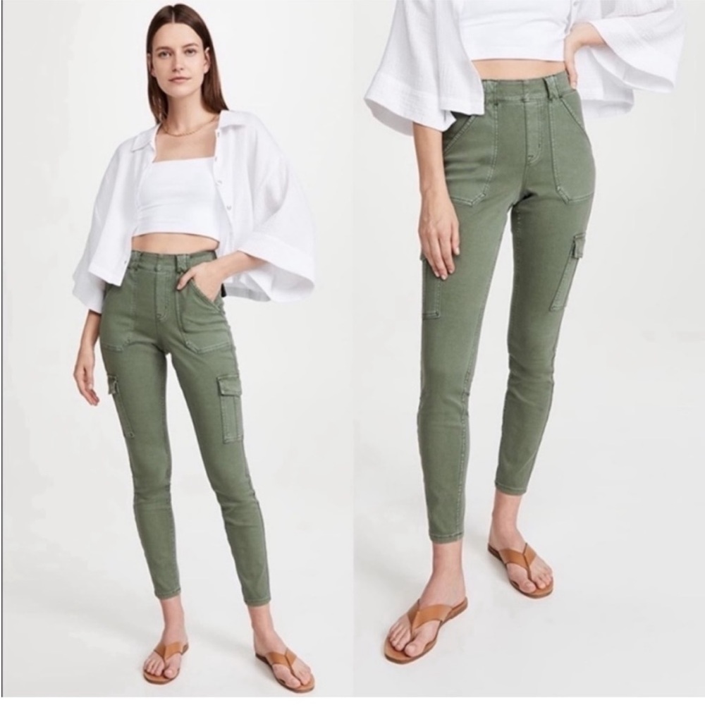 SPANX Stretch Twill Ankle Cargo Pull on Pants Sz-Med